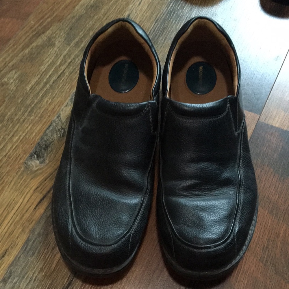 Black slip on leather shoes